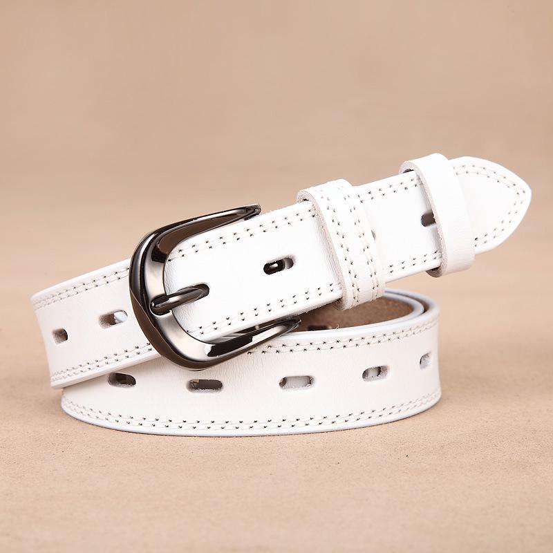 Hollow Leather Leather Belt Fashion Lady British Fine Smooth Buckling Leather Belt Jeans Cinturon Mujer Cowskin Designer Belt