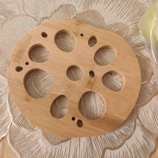 Wooden Coaster for Drinks Lotus Slices Shaped Cup Mat Heat-Resistant Coasters for Bar Home Office Coffee Table