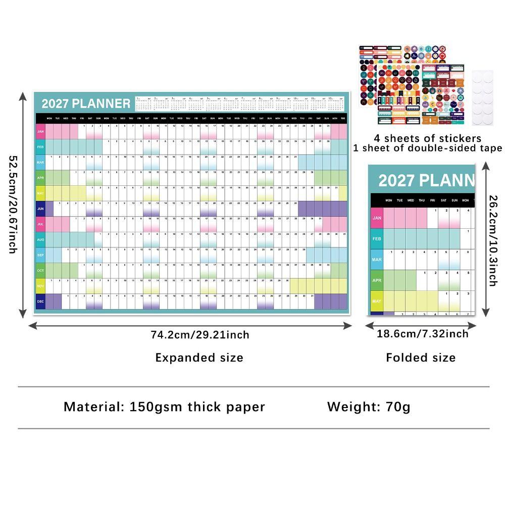 Multicolor Layout 2027 Yearly Planner Paper Annual Planning Chart Home Office Planning