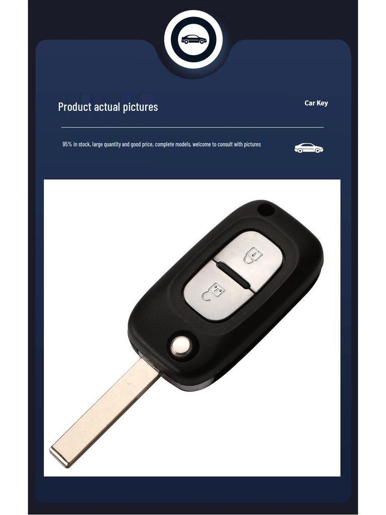 Kompatible Renault 2-Tasten Klappschlüsselgehäuse Ersatz (Kein Logo)