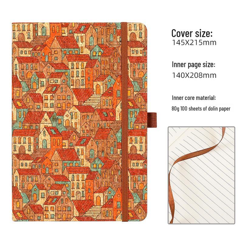 Retro Bohemian Cork Notebook: Eco-friendly Office Diary & Gift A5