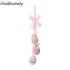 Painted Easter Eggs Hanging Pendant DIY Crafts with Bow Foam Eggs Ornaments Rabbit Chick Flower Colorful Eggs String