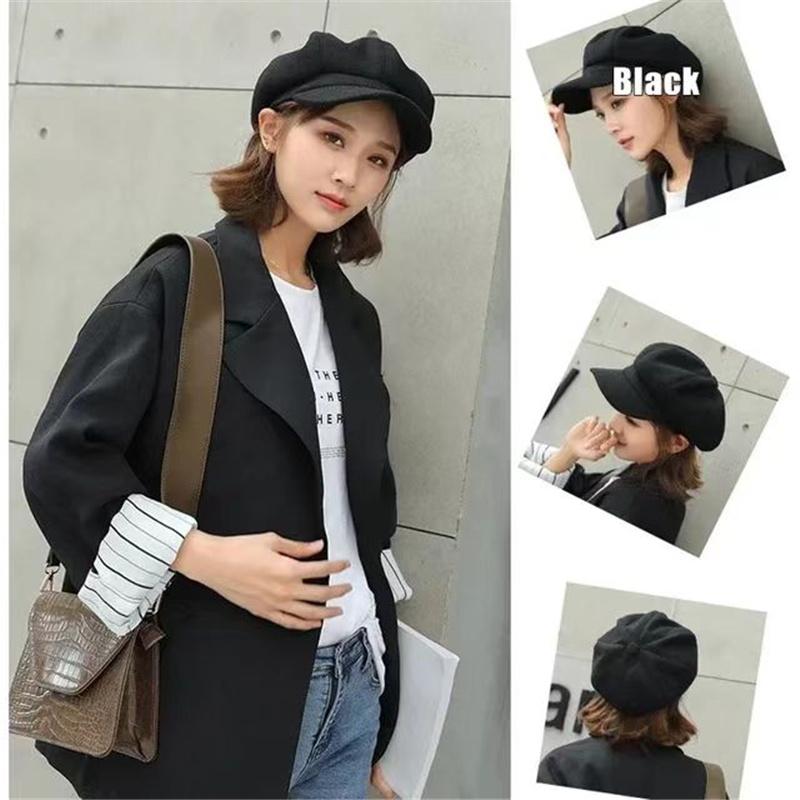 Fashion  Autumn Winter Hats for Women Solid Plain Octagonal Newsboy Cap Men Adies Casual WoolHat Winter Beret Women Painter Caps