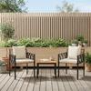 Garden Furniture Set 3 pcs Brown and Cream White Poly Rattan