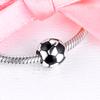 925 Sterling Silver Black Enamel Soccer Ball Charms Fits Original Europe Bracelets Metal Beads DIY Jewelry