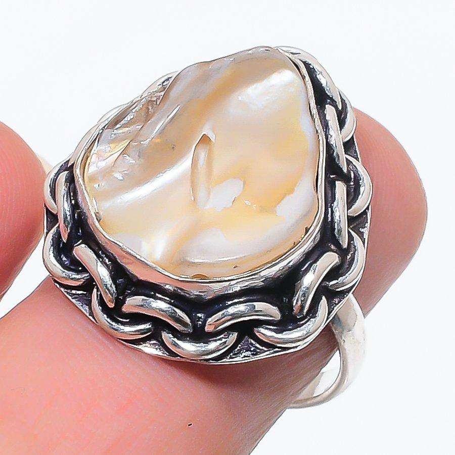 

Natural Biwa Pearl Gemstone 925 Sterling Silver Jewelry Ring Size 7 l1Y65