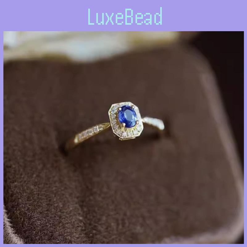 Elegant French Style Blue Zirconia Ring For Women Adjustable Geometric Design