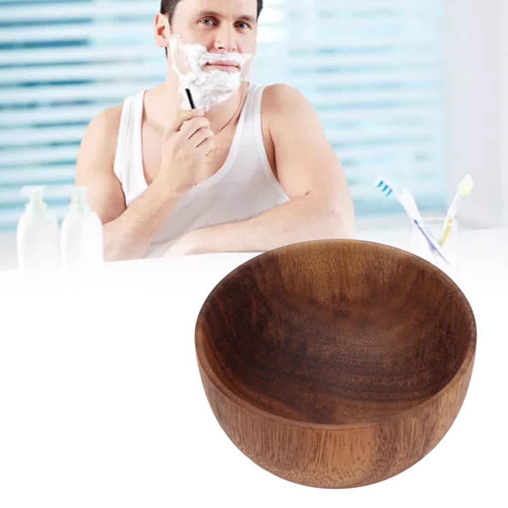 Wooden Shaving Soap Bowl Portable Foaming Large Capacity Wood Shave Soap Container for Men Barber Shop