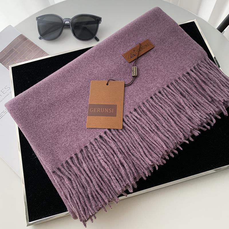 Scarf dual-purpose women's autumn and winter high-end imitation cashmere shawl with a classic solid color warm scarf