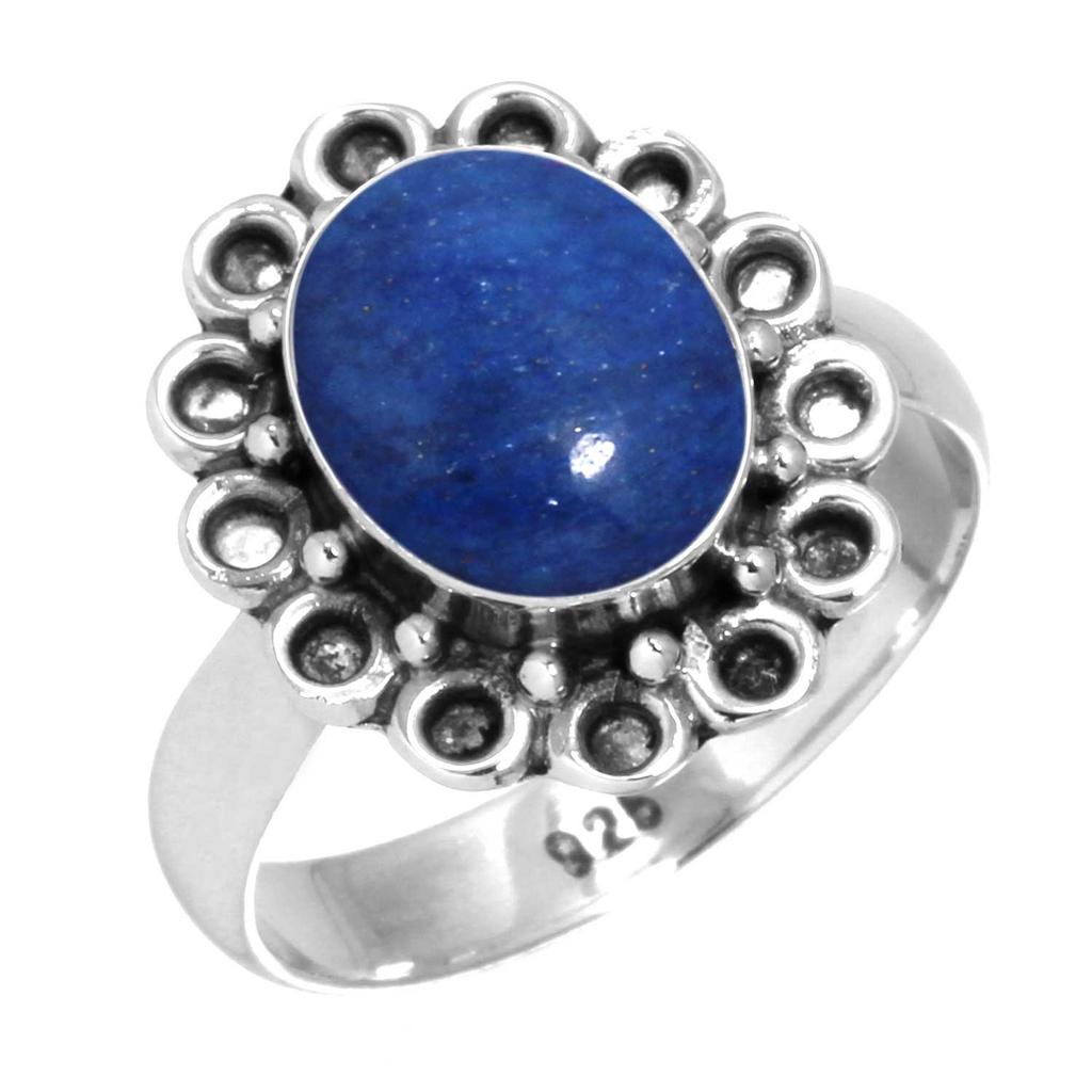 925 Sterling Silver Ring Women Gemstone Handmade Jewelry New Year Gift Blue Green Purple Copper Turquoise Freshwater Pearl Lapis Mother Of Pearl Boho