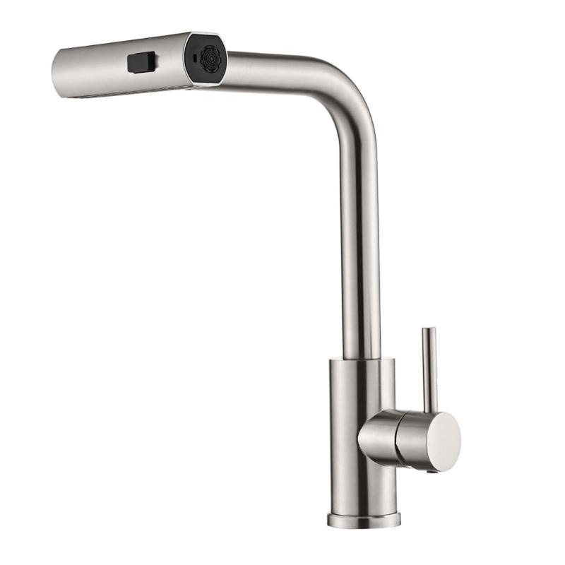 

Современный кухонный кран для мойки, стальной кухонный кран с выдвижными струями, многофункциональный кухонный кран высокого давления, простой X3UC