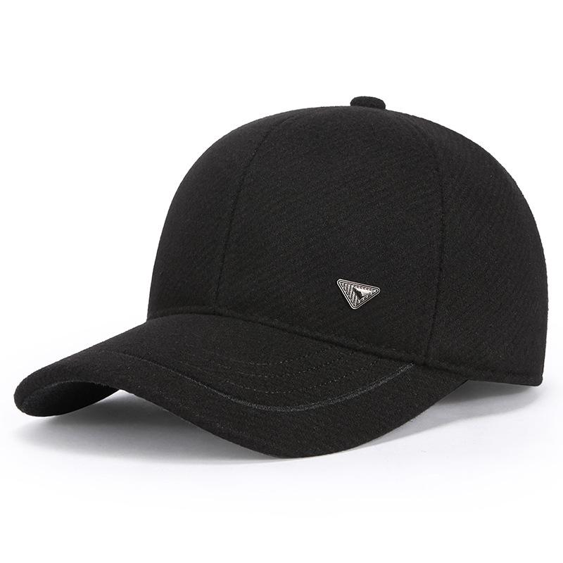 

Уличная шапка Осень Зима Мужская бейсболка Защита ушей Теплая шапка Шерстяная спортивная шапка чёрный