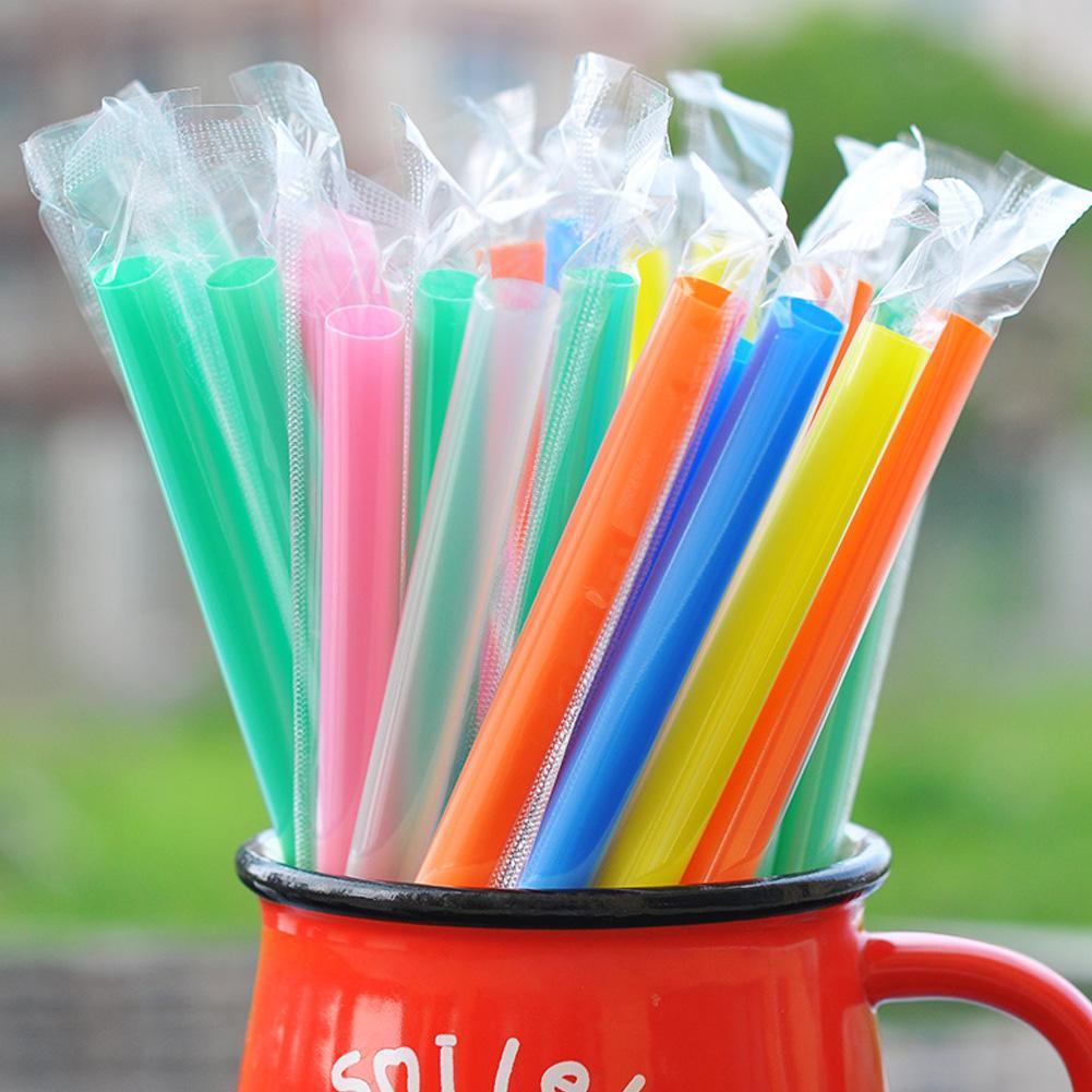 50PCS Disposable Jumbo Colored Straw Pearl Milk Tea Bubble Tea Juice Drink Beverage Drinking Straw Party Supplies 19cm