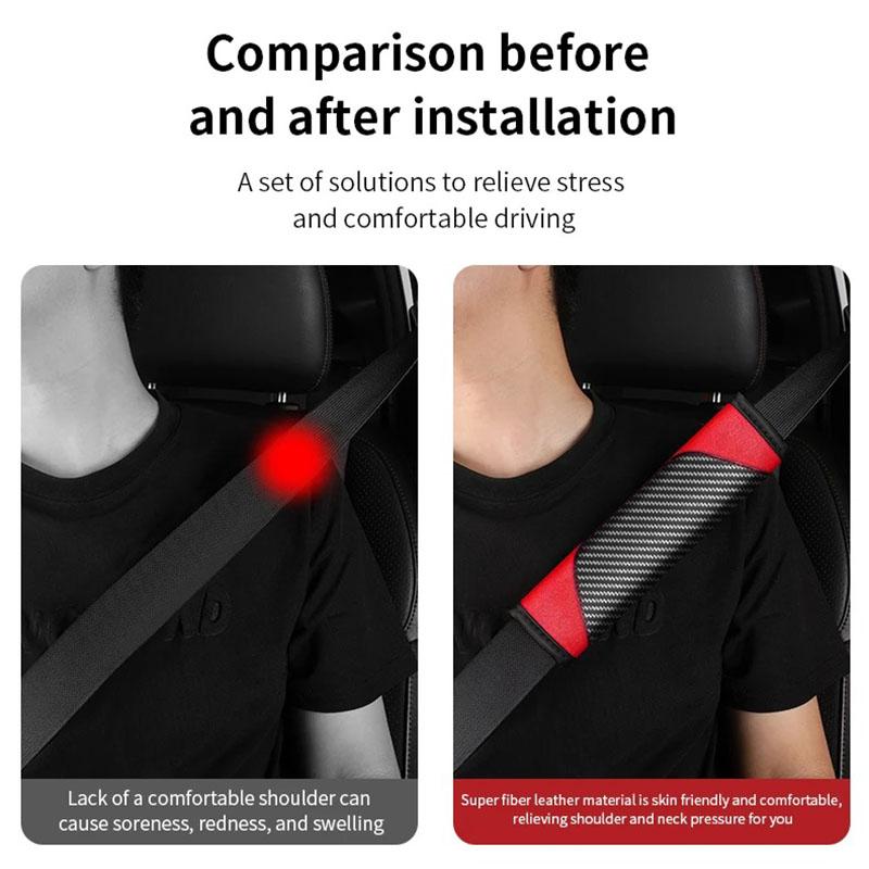 UMEG7 2pcs Car Seat Belt Shoulder Pad PU Leather Decoration for Mercedes Benz CLA CLE GLC GLK ML W222 W210 W211 W124 W176 W203 W204