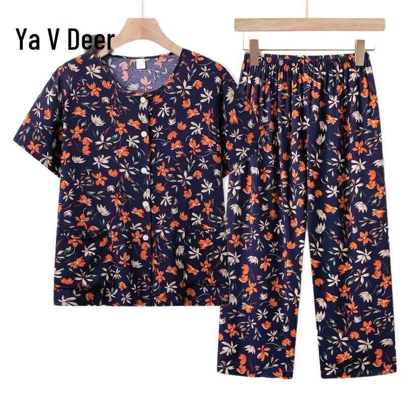 Yalu Women s Summer Cotton Silk Pajama Set 4XL
