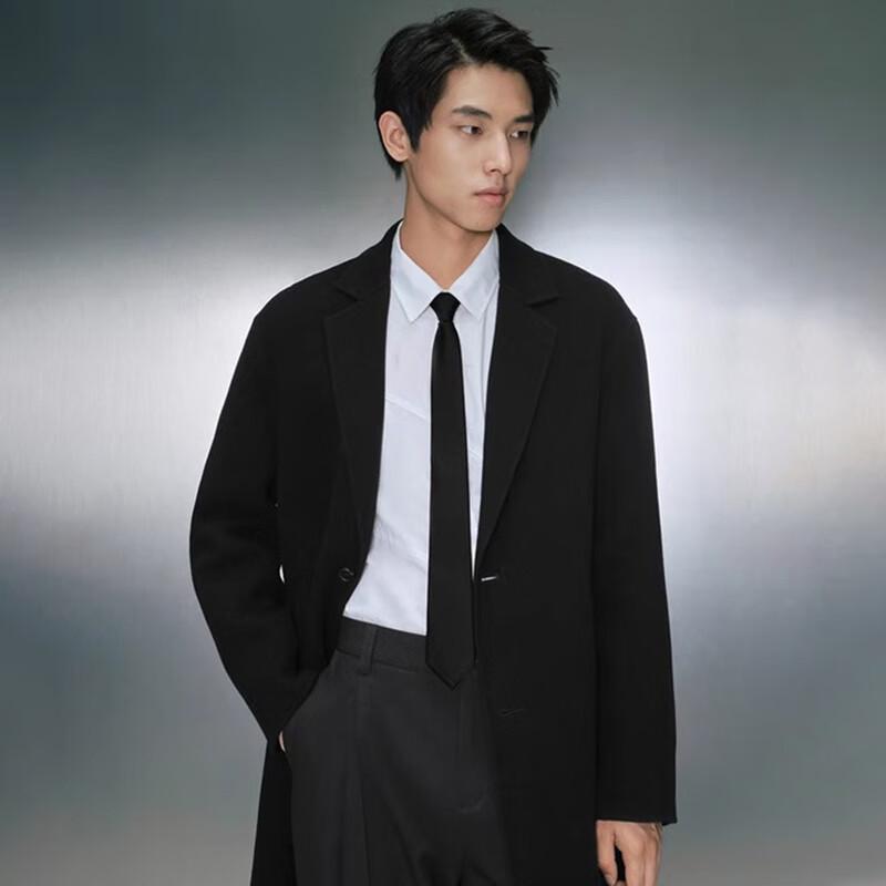 KAISER Men's Double-faced Wool Notched Lapel Mid-length Coat