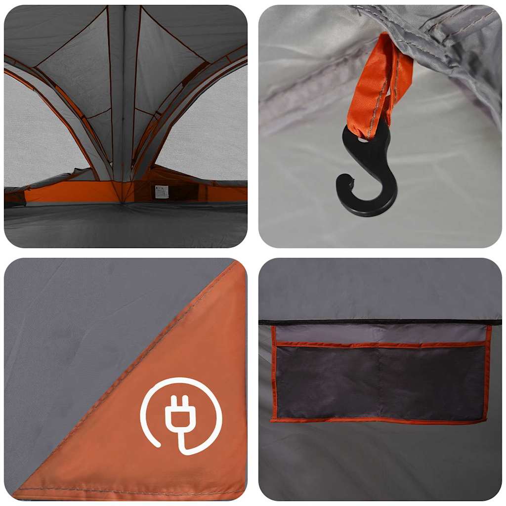 Family Tent for 10 Persons Gray and Orange 460 x 430 x 214 cm