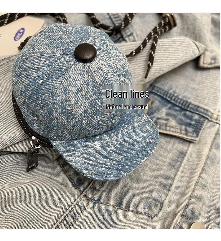 Korean Style Trendy Denim Mini Crossbody Bag with Lanyard and Coin Purse