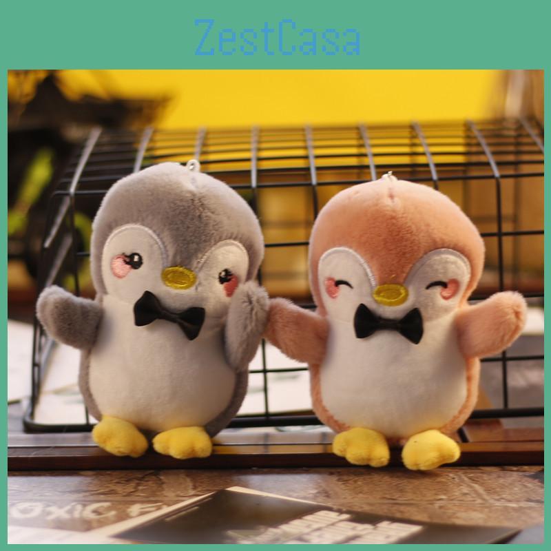 Cute Pink And Grey Penguin Plush Keychain Ultra Soft Miniature Toy