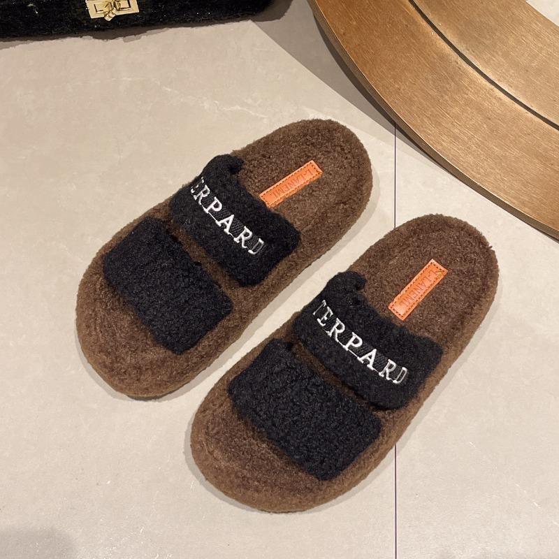 Fashion Outerwear Autumn and Winter New Thick-soled Cotton Slippers Fluffy Slippers Women's Home Fluffy Warm Slippers
