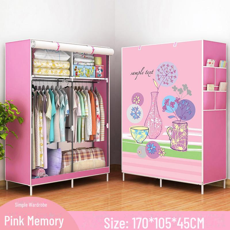 Simple Non-Woven Dustproof Folding Wardrobe with Steel Frame and Hanger