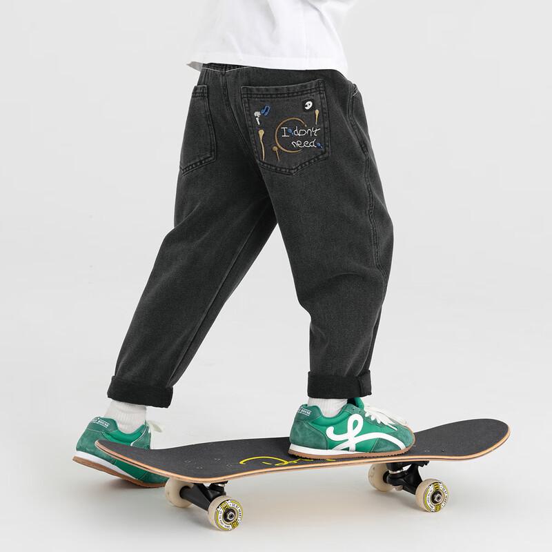 Boys  Embroidered Straight-Leg Casual Denim Jeans 160