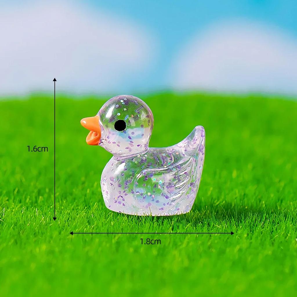 50 Stück Mini-Enten Pailletten Miniatur-Ente Harz Schreibtischdekoration Niedliche Figuren Feengarten Zubehör Heimdeko DIY Puppenhaus