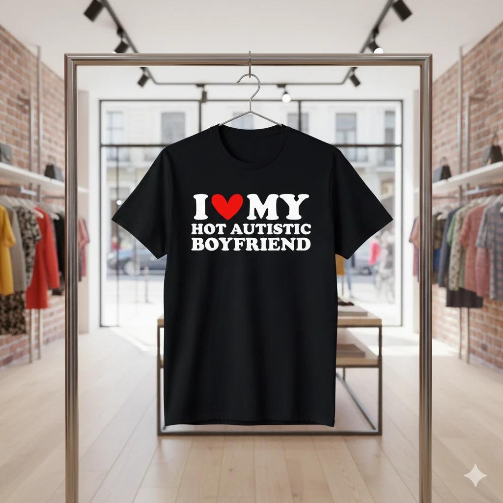 I Love My Hot Autistic Boyfriend Funny Relationship Unisex T-Shirt - T808 4XL