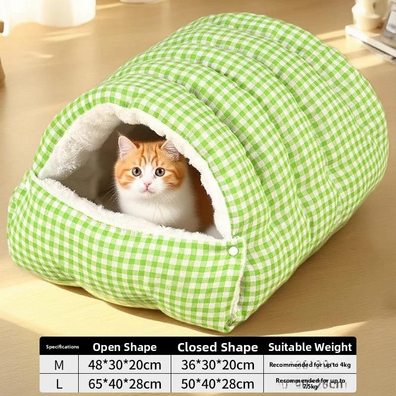 

Thiened Warm Winter House Semi-Closed Dog House Detachable Waable Pet Mat Se Feeling Pet Bed for s And Dogs M зелений