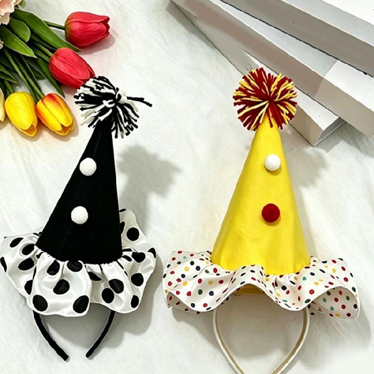 Cheerful Mini Party Clown Hat Headband with Wide Frame for Finishing Party Costumes without a Full-Size Hat Accessory