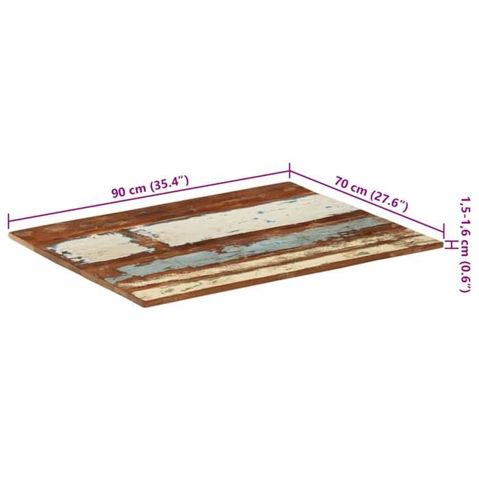 VidaXL Dessus de table rectangulaire 70x90 cm 15-16 mm Bois récupéré