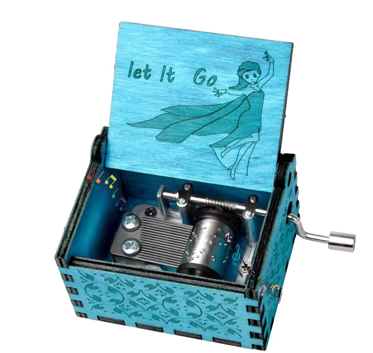 Handmade Music Crafts Classic Engraved Musical Box Customized Wooden Music Box (Turquoise,Mini) бирюзовый