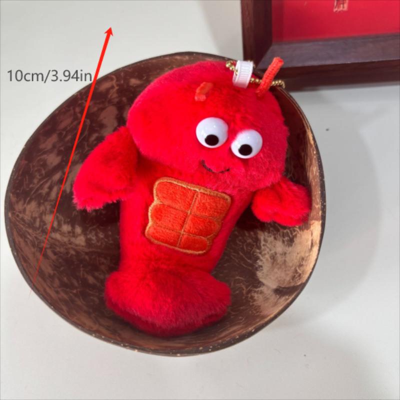 1/2 Pcs Cute Funny Muscle Lobster Simulation Food Plush Toy Stuffed Doll Keychain Backpack Pendant Bag Hang Ornament Couple Gift