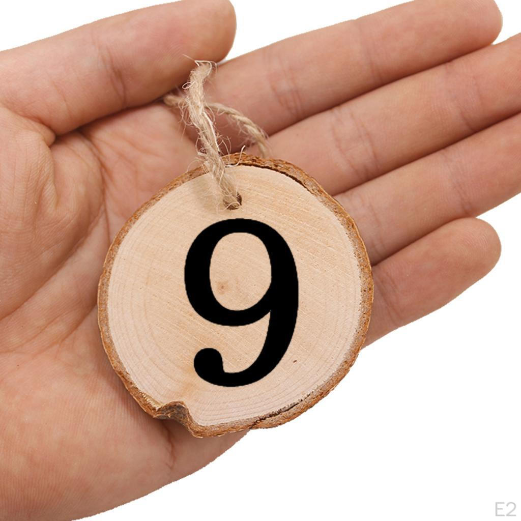 10 Pcs Numbers Wood Circle Hanging Pendant Slice For Wedding Party