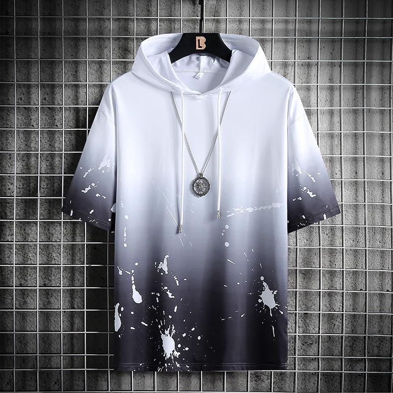 2021 Summer Men's Loose Fit Hooded Short Sleeve Sport Set