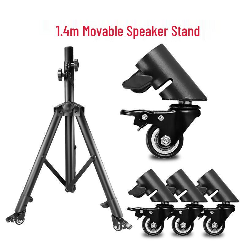 3.5" Universal Metal Speaker Tripod Stand with Wheels