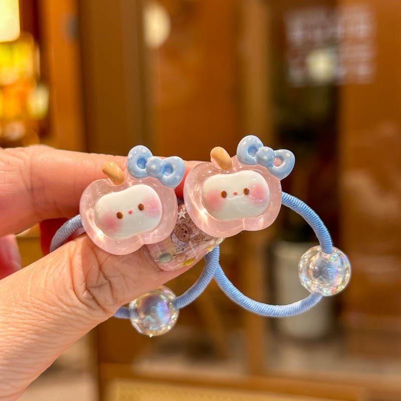 2PCS New Transparent Cherry Bunny Girls Elastic Hair Bands Hair Accessories Children Hair Ties Baby Headwear