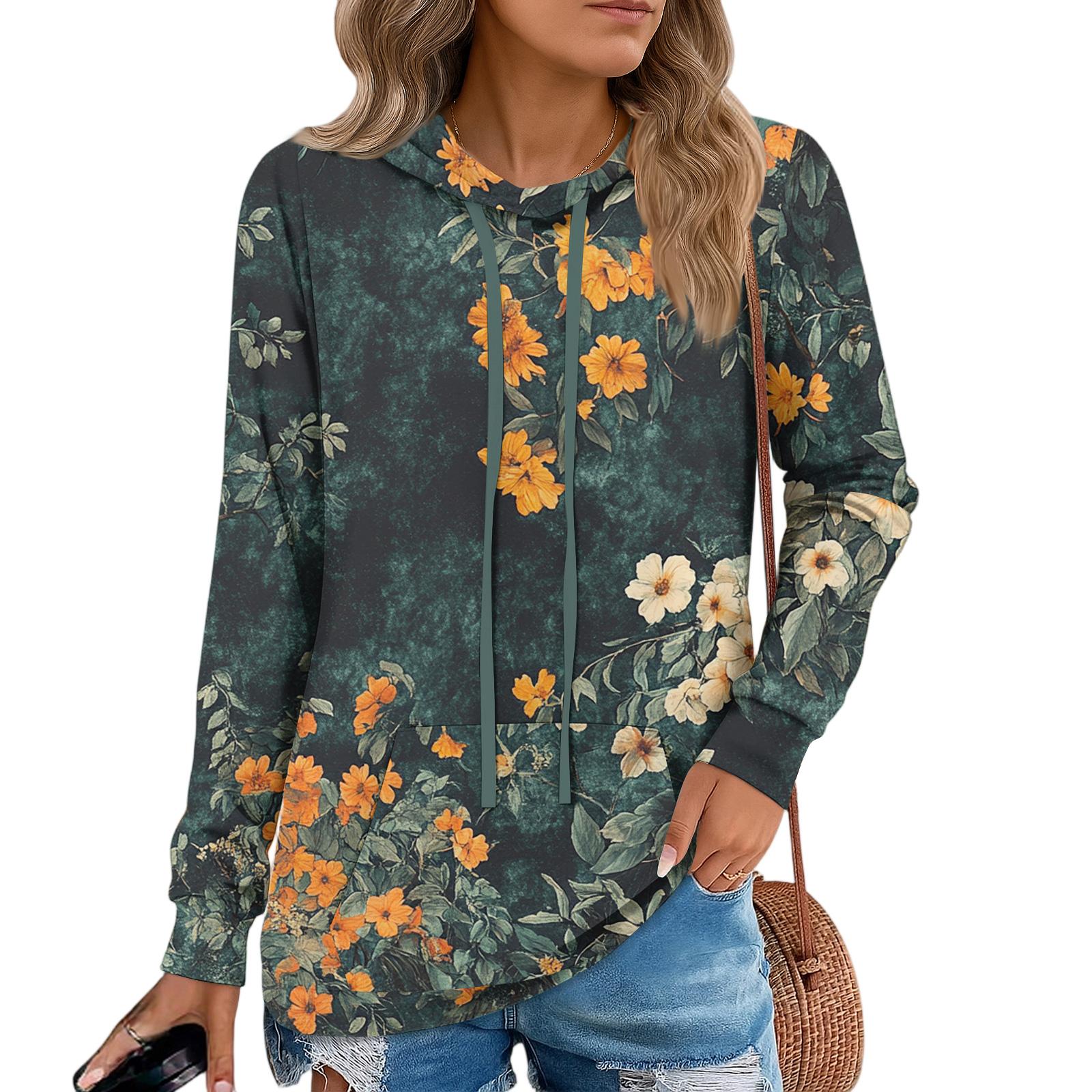 

Женские худи-пуловеры, модные толстовки с капюшоном для девочек-подростков, женский осенний туник-топ L оранжевый