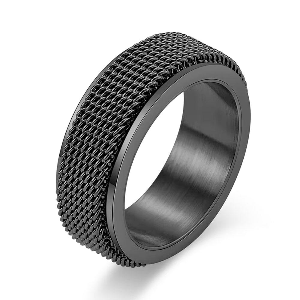 New European and American simple gold gemstone titanium steel ring for men and women