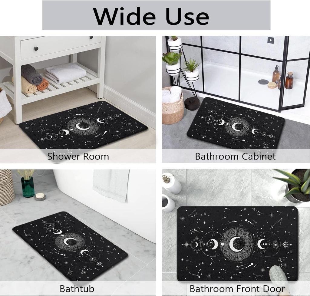 Black and White Boho Gothic Moon Doormat Home Decor Carpet for Living Room Kitchen Hallway Balcony Rugs Bathroom Anti-slip Mat