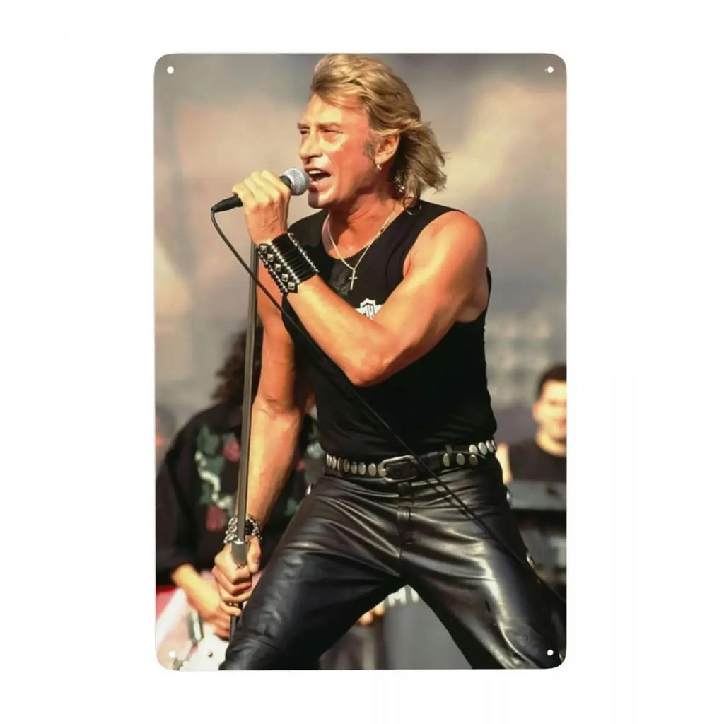 Segni Metallica Vintage Johnny Hallyday Personalizzati Cantante Rock Francese Placca di Latta Cancello Giardino Bar Decorazione Murale 30x20cm