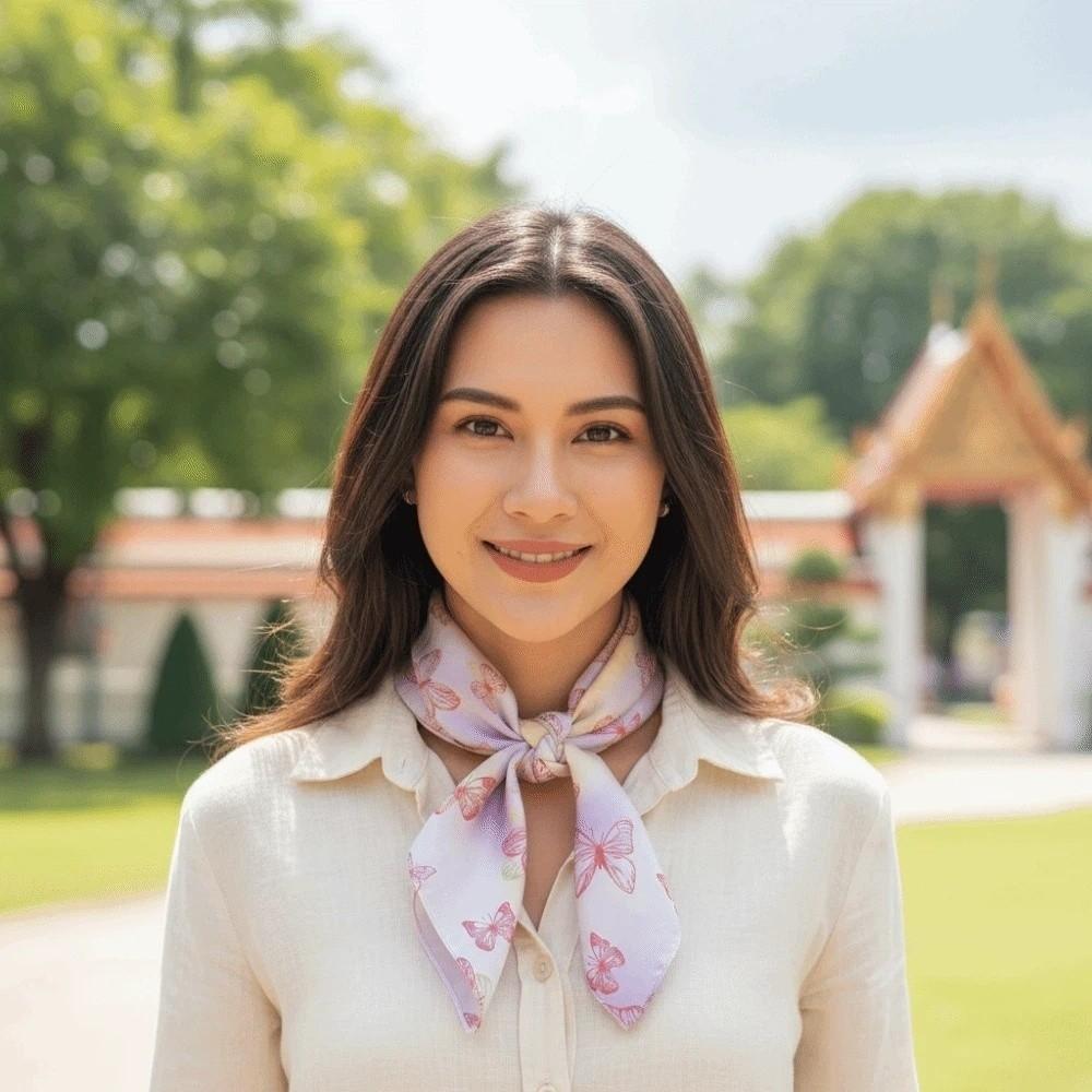 Breathable Small Square Scarf Sunscreen Printed Silk Scarf  Bag Accessories