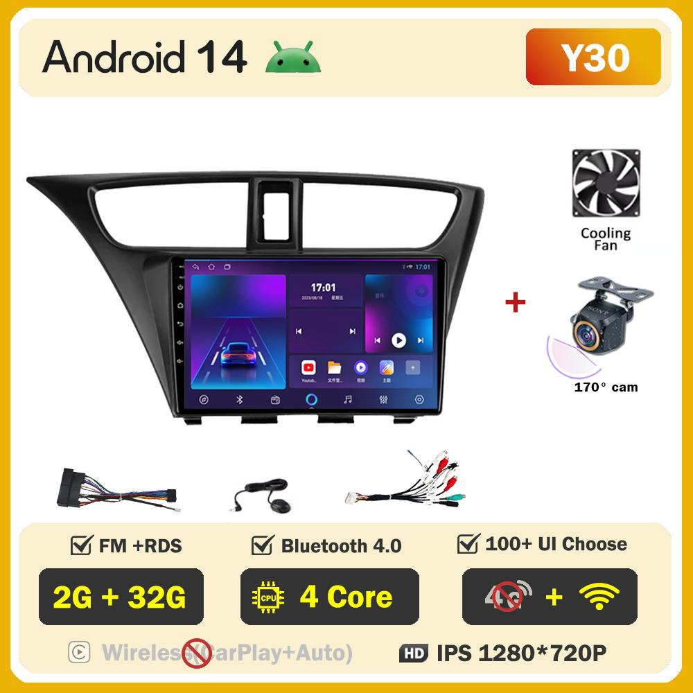 For Honda Civic 9 FK FB 2012 - 2017 Car Radio Player Car Carplay Screen Autoradio Mirr 4G or Link Car Intelligent Systems 8 Core