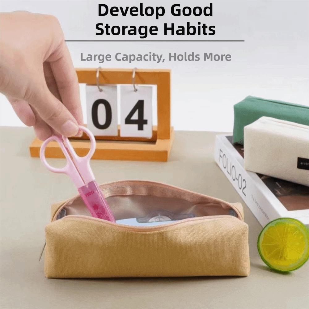 Small Size Canvas Pencil Case Solid Color Pencil Organizer Case  Stationery Storage