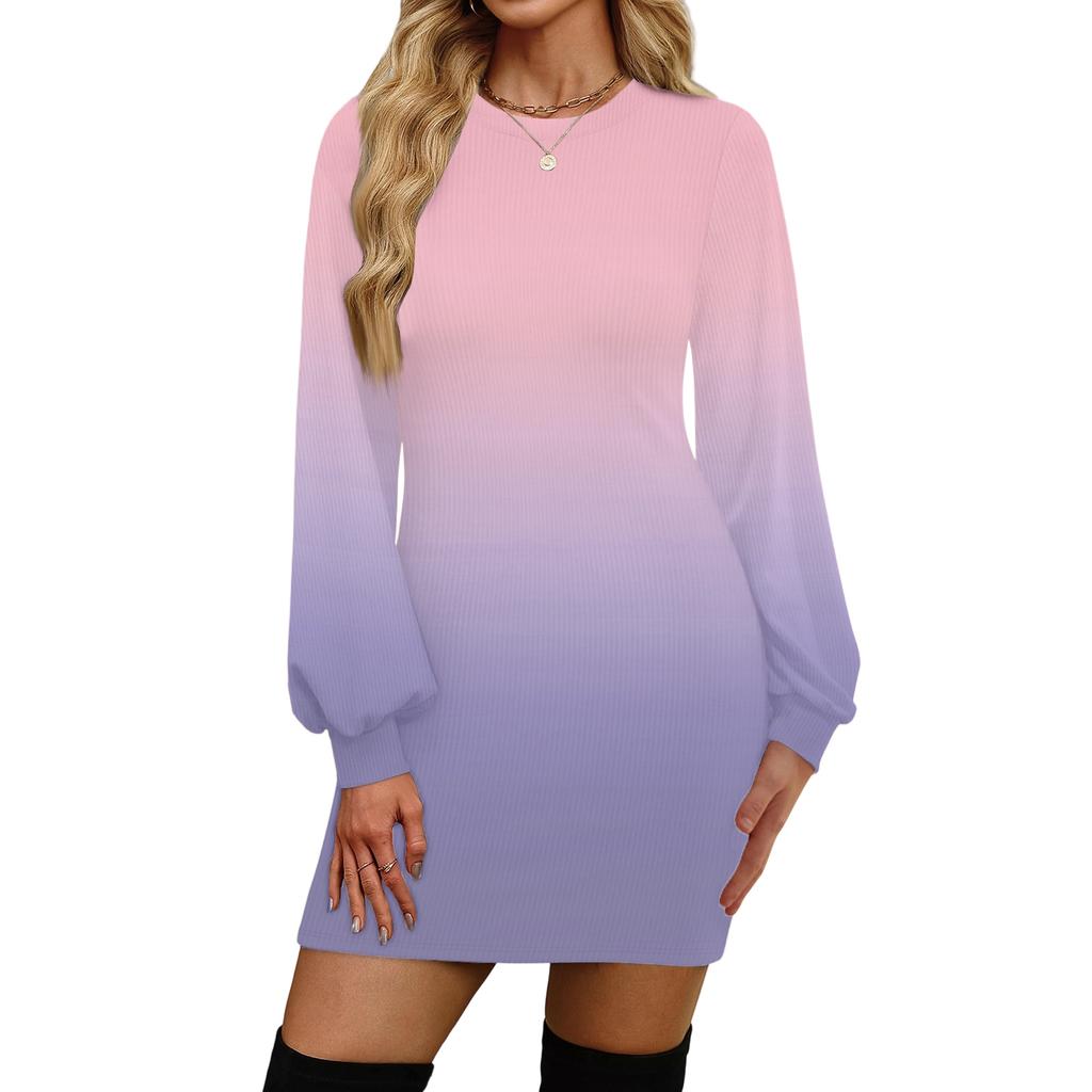 Women's Fashion Casual Round Neck Long-Sleeve Dress