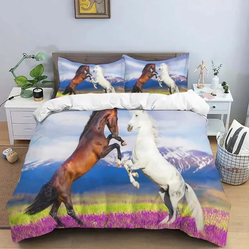 Luxury New 3D Print Horses Hd Print Bedding Set Double BedChildrenS Bed Duvet Covers Pillowcases Bedding Set Teens Bedding Set