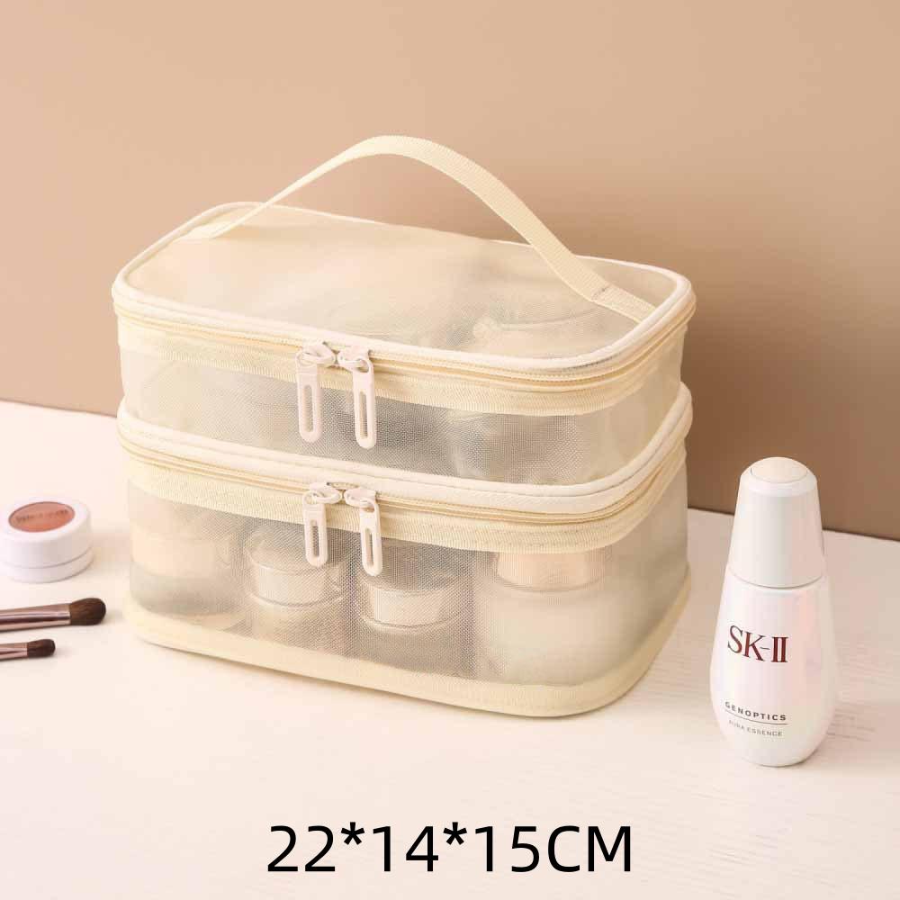 Reise-Mesh-Wasch-Aufbewahrungstasche, Make-up-Organizer, Kosmetik, Make-up, Hautpflegebox, Kunststoffbehälter, Handtasche für Damen und Herren, Badezimmer