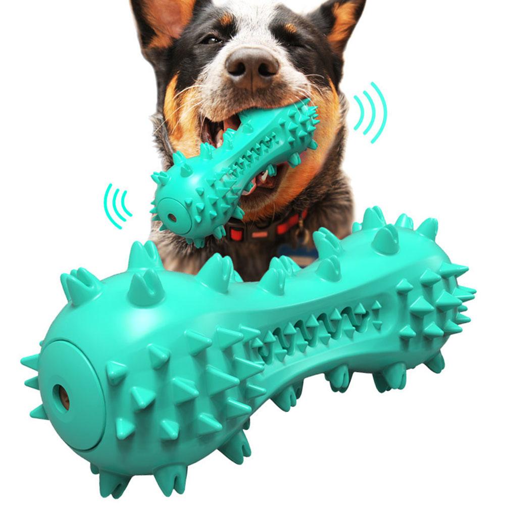Dog Squeaky Dumbbell Chew Toy - Molar Stick Teeth Cleaning Bone Toothbrush for Puppies & Adult Dogs,