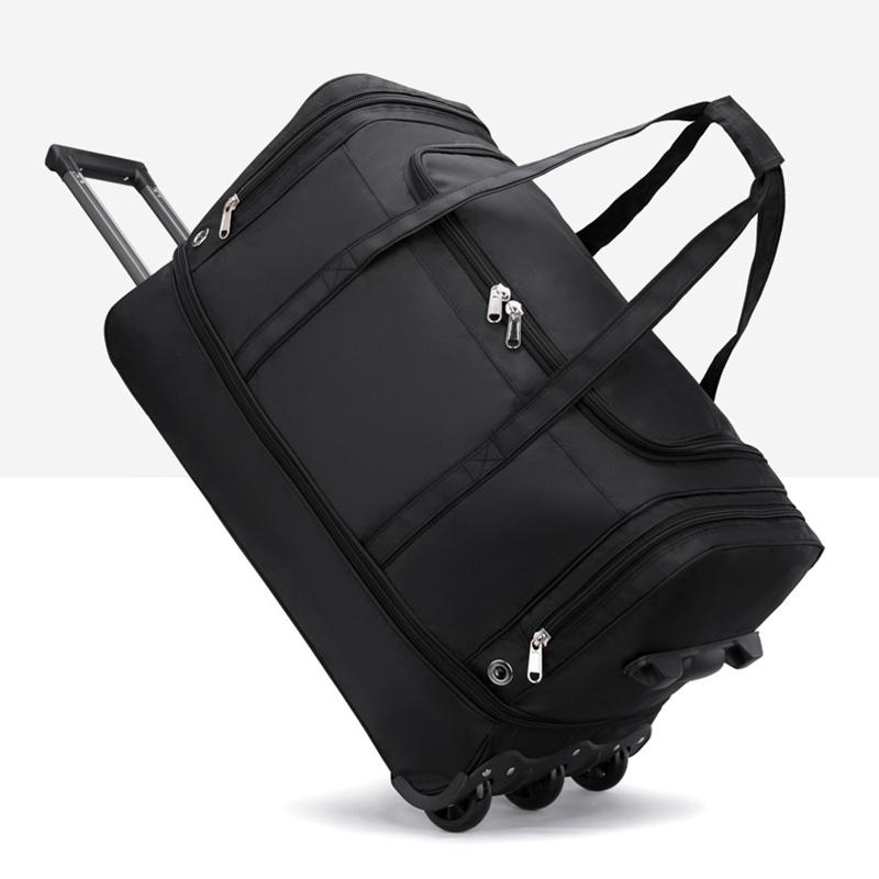 New Foldable Large-capacity Pull Rod Expansion Handbag Oxford Pull Rod Bag Multi-layer Storage Travel Bag Unisex Moving Bag