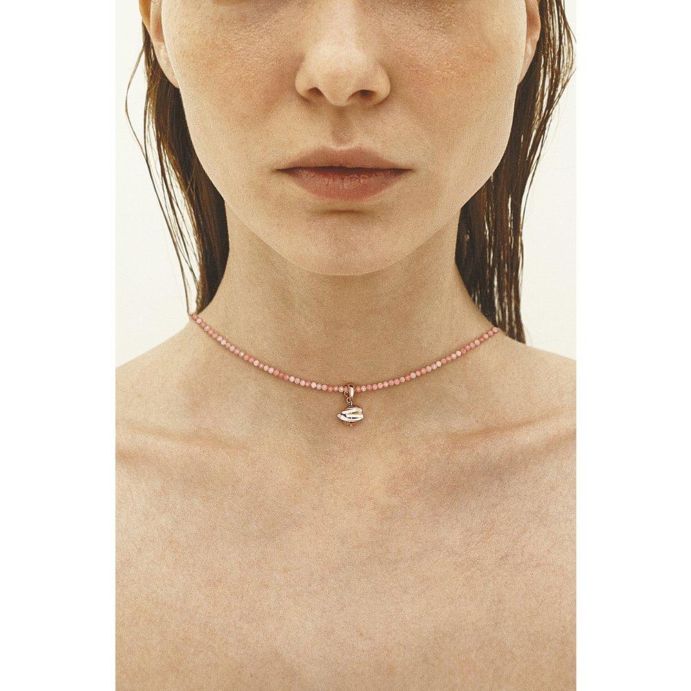 [Hazina] 2Mm Pink Coral Necklace - Pink Coral